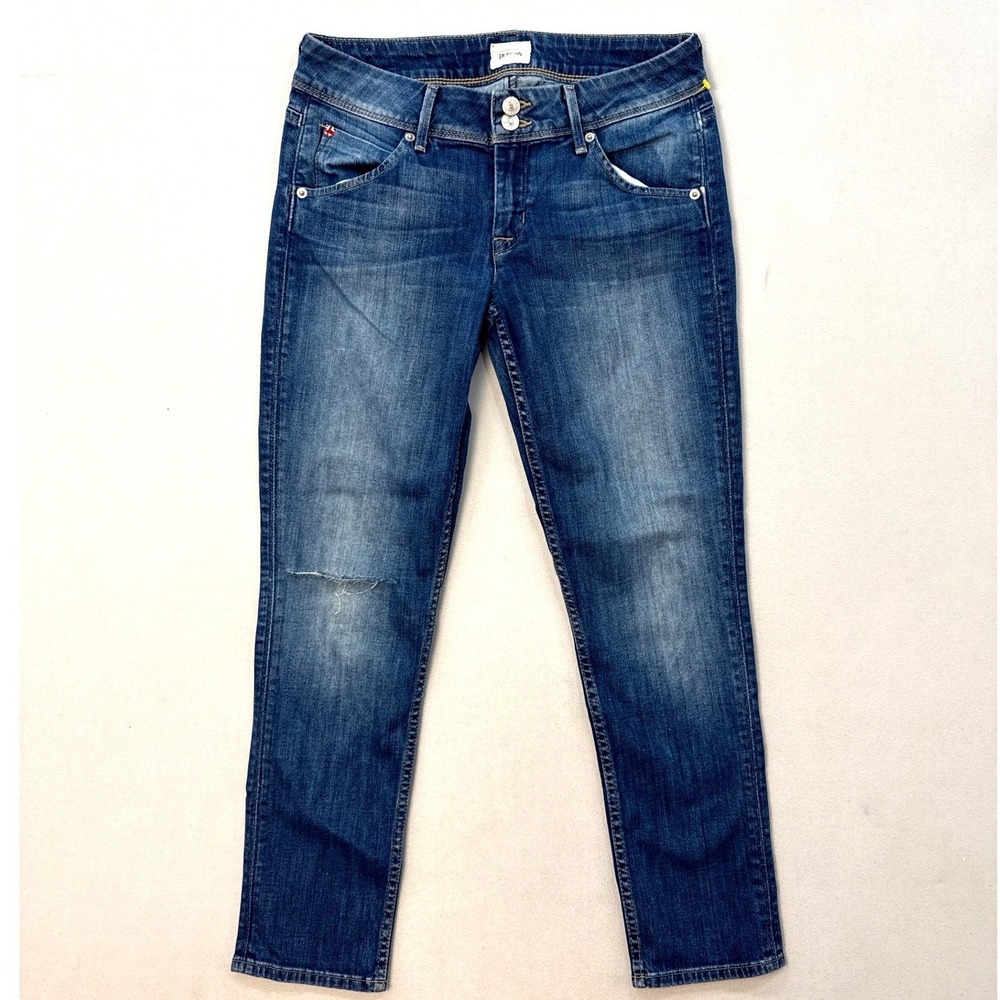 Hudson Collin Skinny Flap Pocket Jeans Medium Wash Blue Size 27 Distressed